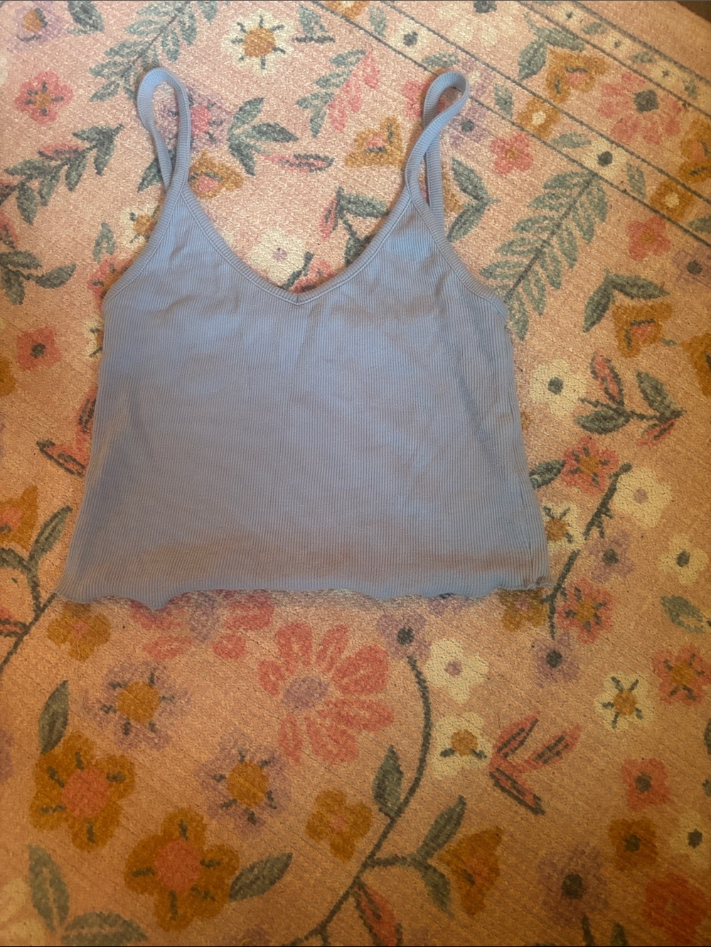 PacSun Ribbed V-Neck Cami Tank Top - Dusty Blue